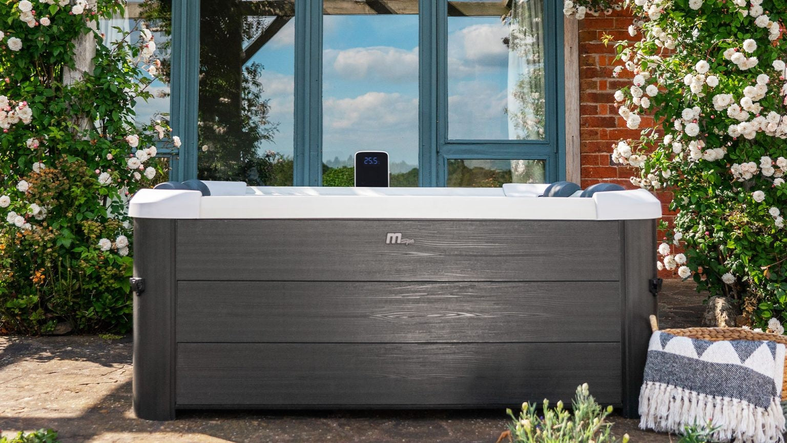 MSpa Oslo Frame Hot Tub 6 Person Spa w/ Hydro Jets, 140 Air Jets, LED Lighting, App Control
