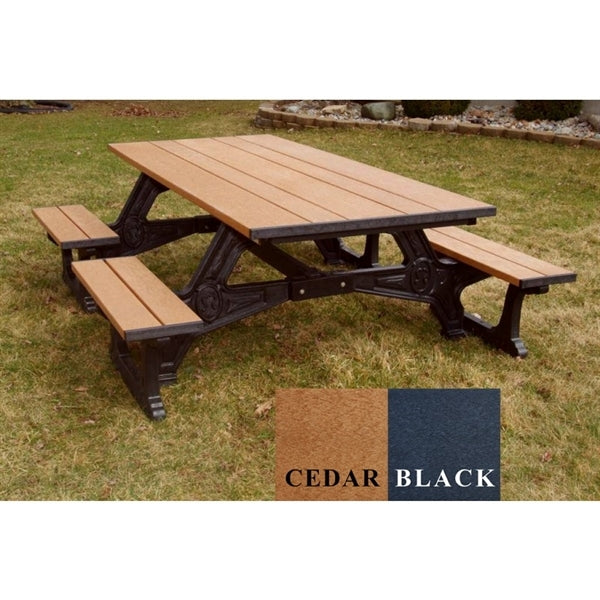 Polly Products 8-Foot Rectangular Wheelchair Accessible Recycled Plastic Picnic Table