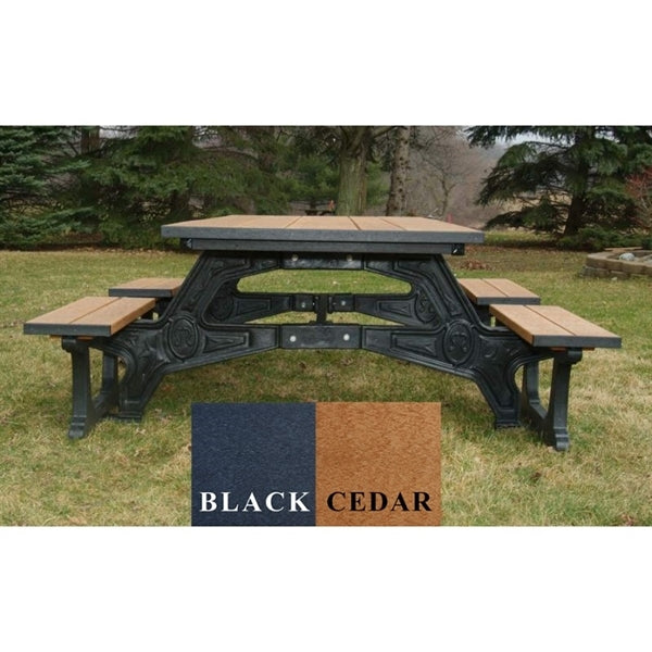 Polly Products 8-Foot Rectangular Wheelchair Accessible Recycled Plastic Picnic Table
