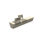ZB.WL.17 Large Bench with Two Single Seats with Backrests — Acid Wash — A20 White — digitally rendered color preview