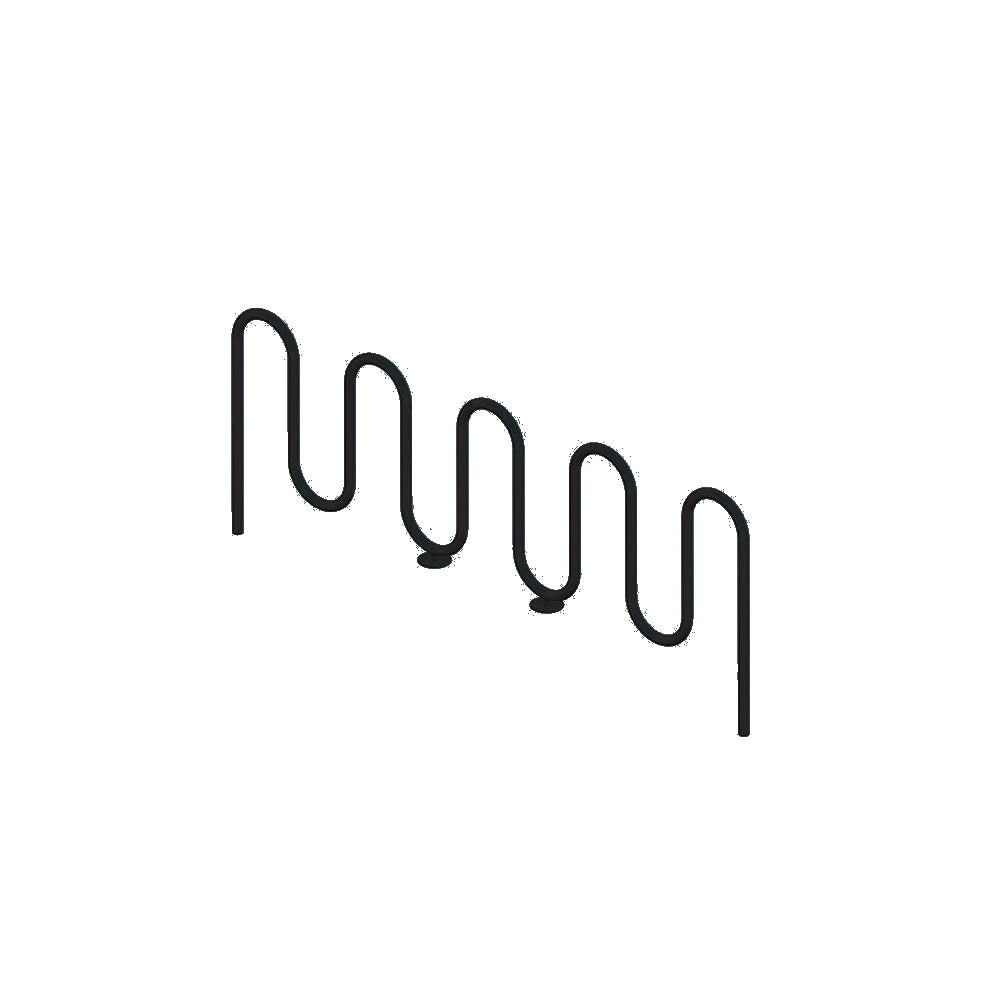 MF9019 Inground Mount 9 Loop Bike Rack — Metal Powder Coat — 126 Charcoal — digitally rendered color preview