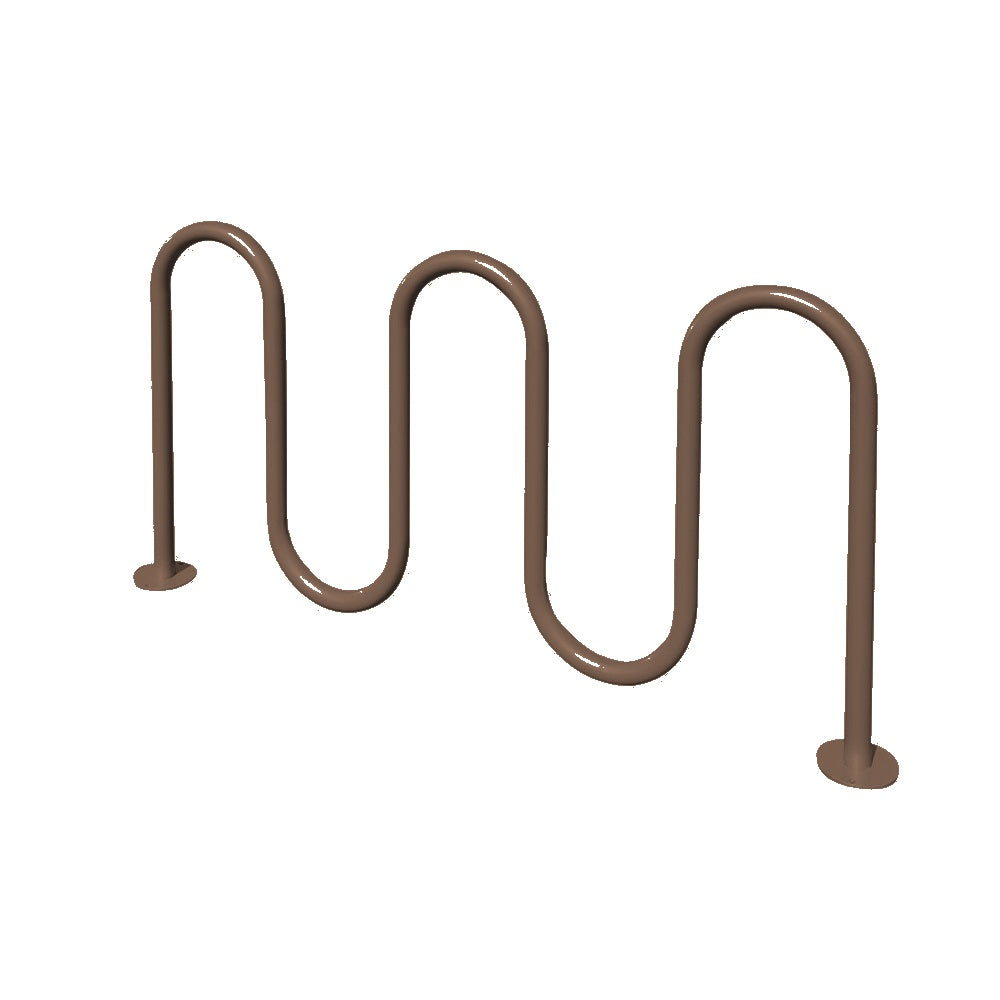 MF9009 Surface Mount 5 Loop Bike Rack — Metal Powder Coat — S45 Brown — digitally rendered color preview