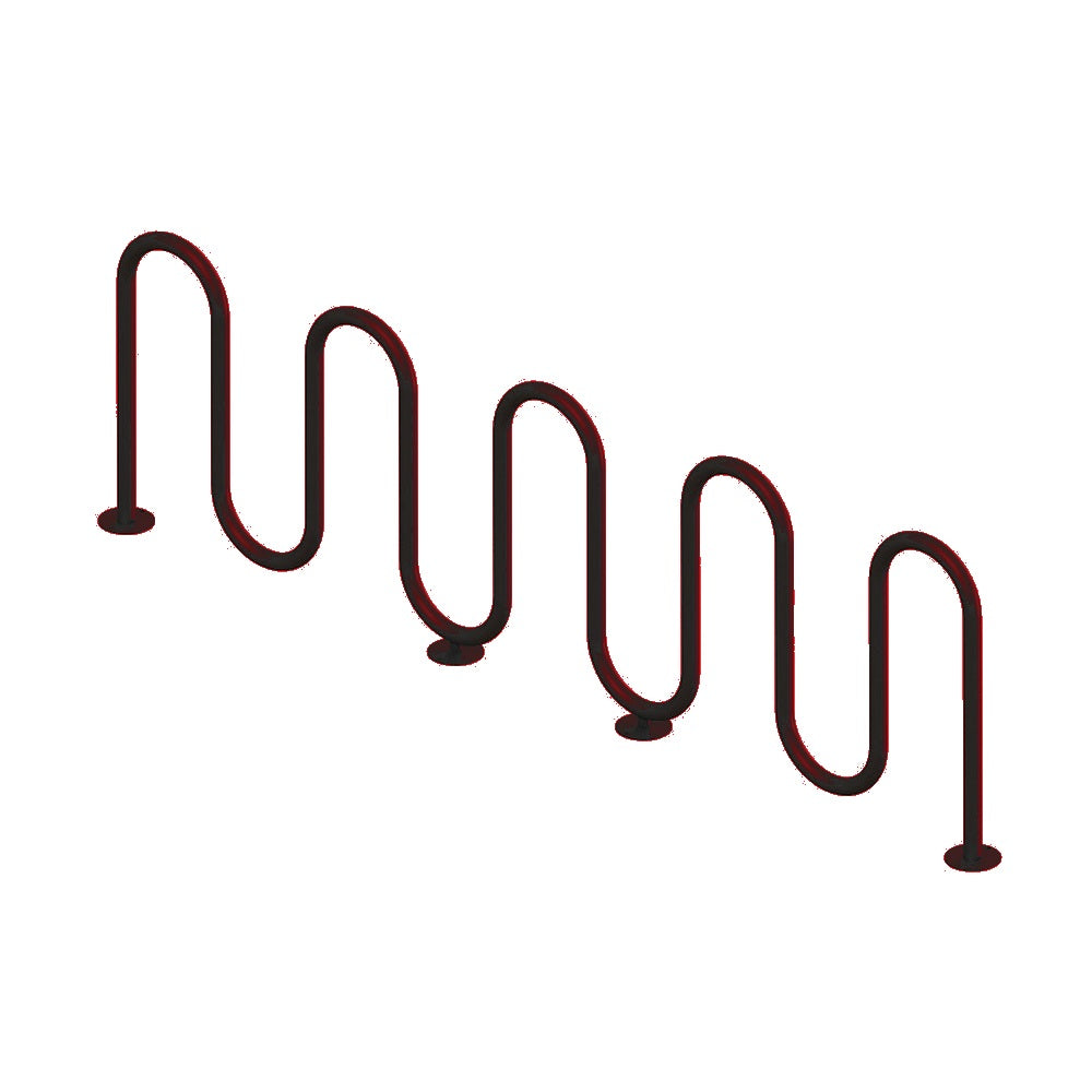 MF9010 Surface Mount 9 Loop Bike Rack — Metal Powder Coat — 2 Red — digitally rendered color preview