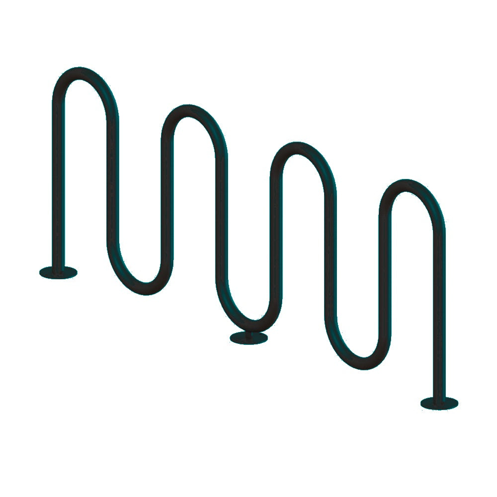 MF9011 Surface Mount 7 Loop Bike Rack — Metal Powder Coat — S8 Teal — digitally rendered color preview