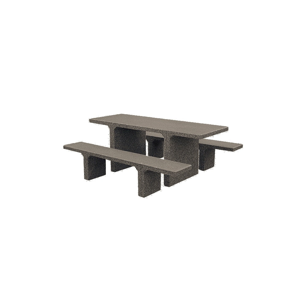 TF3225 Concrete Picnic Table Set — Premium Ground & Polished — G26 Charcoal — digitally rendered color preview