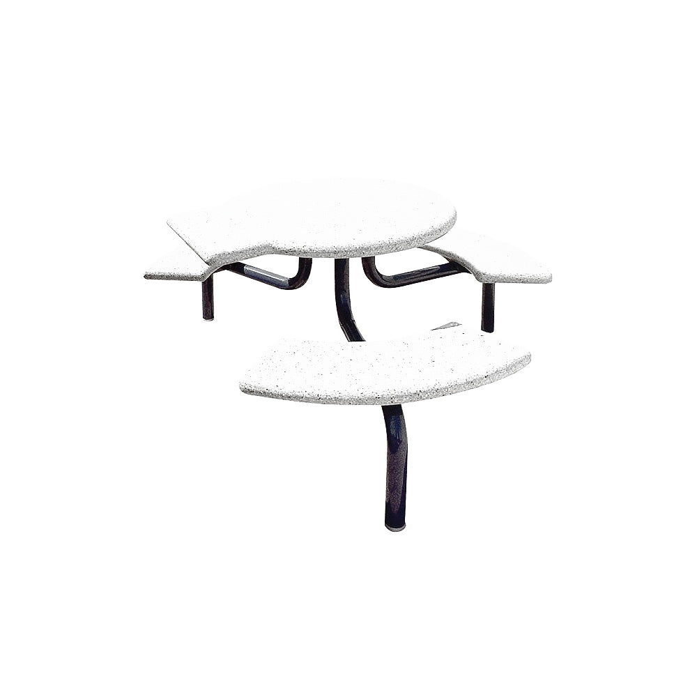 TF3139 3-Seat Round Concrete ADA Compliant Table Set with Metal Legs — Metal Powder Coat — 9 White — digitally rendered color preview