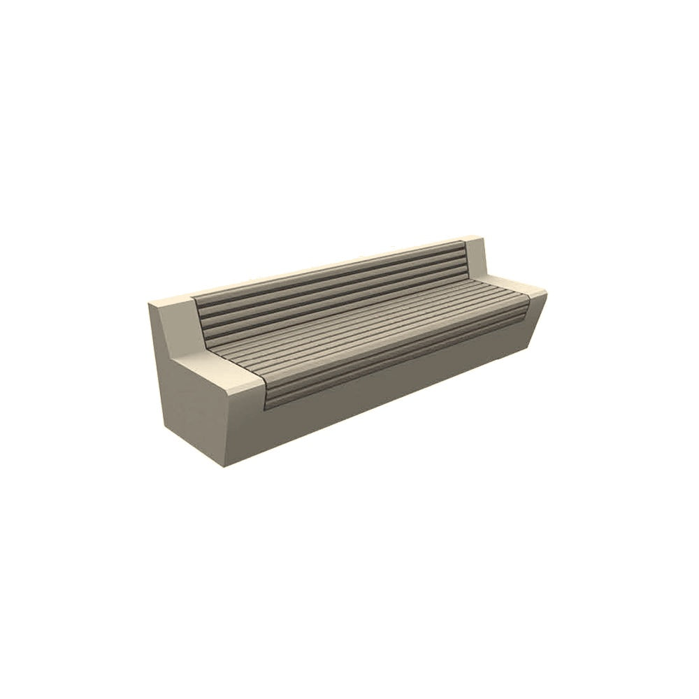 ZB.WL.34 Large Concrete Bench With Seat — Weatherstone — W20 White — digitally rendered color preview