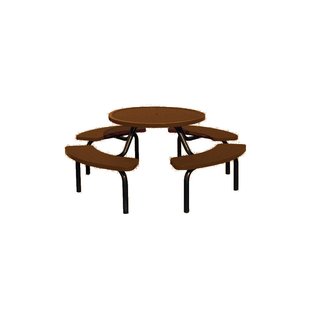 MF1023 Round Modular 4-Bench Table — Metal Powder Coat — S14 Clay — digitally rendered color preview