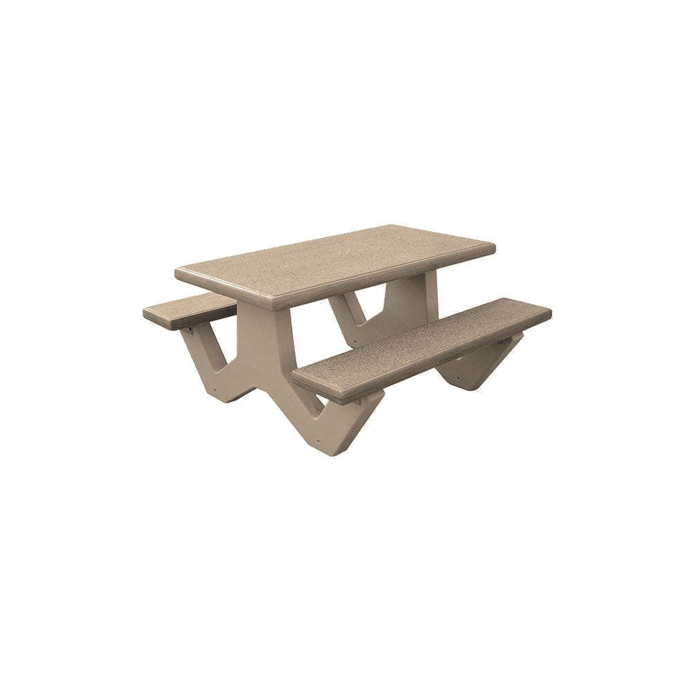 TF3230 Concrete Park ADA Compliant Table — Standard Ground & Polish Top & Bench - Acid Wash Gray Legs — G23 Gray — digitally rendered color preview