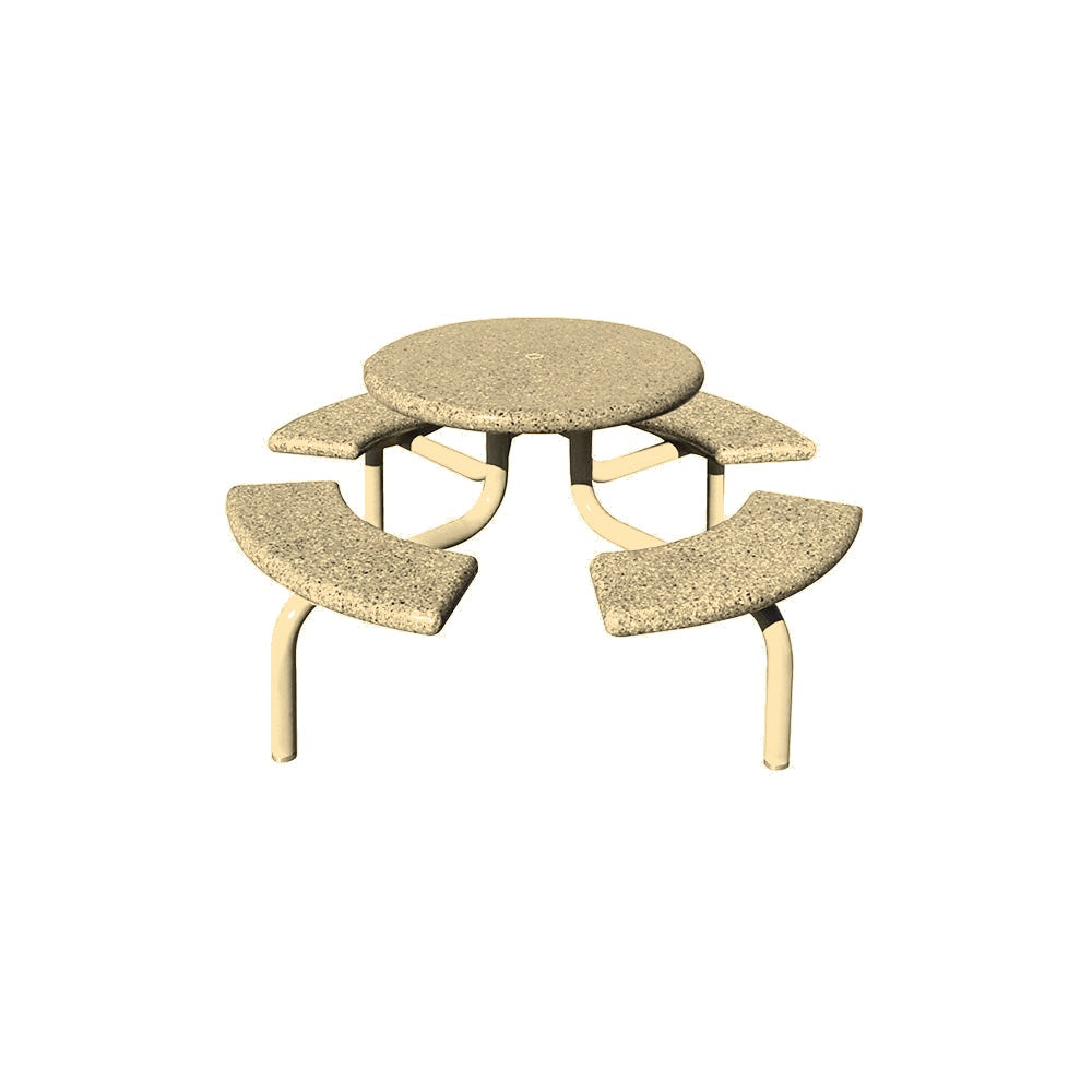 TF3138 4-Seat Round Concrete Table Set with Metal Legs — Metal Powder Coat — 7 Sand — digitally rendered color preview