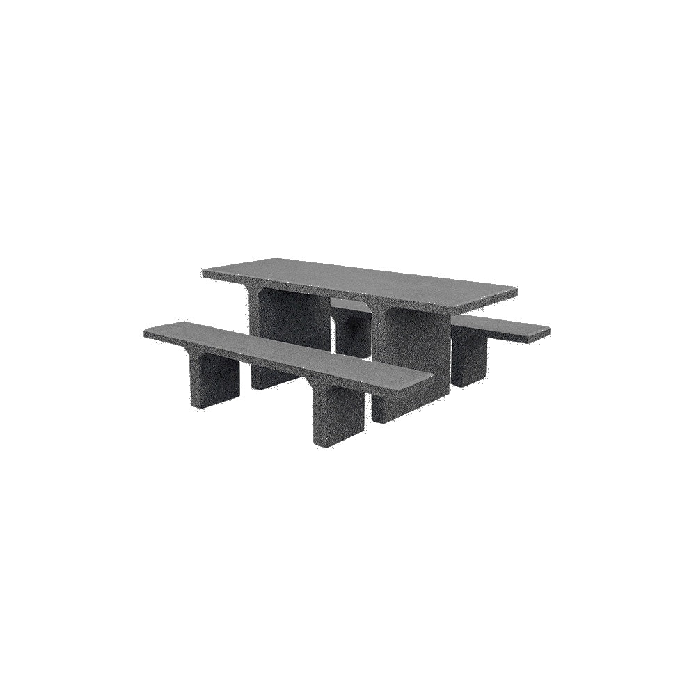 TF3225 Concrete Picnic Table Set — Weatherstone — W26 Charcoal — digitally rendered color preview