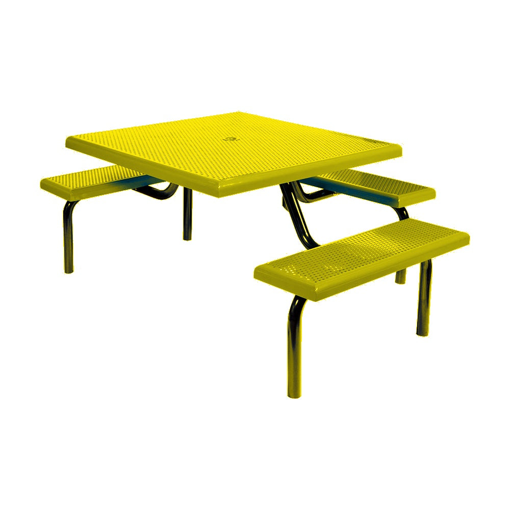 MF1021 Square Modular 3-Bench ADA Table — Metal Powder Coat — S1 Yellow — digitally rendered color preview