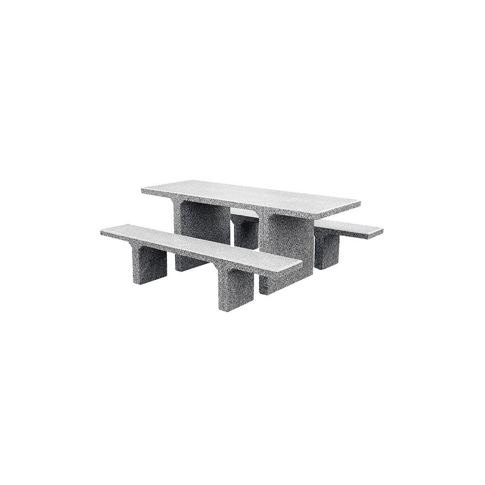 TF3225 Concrete Picnic Table Set — Premium Ground & Polished — G33 Misty Gray — digitally rendered color preview