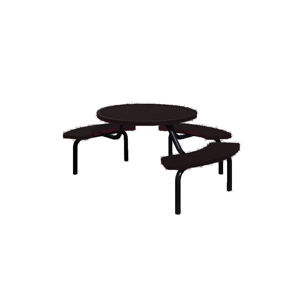 MF1024 Round Modular 3-Bench ADA Table — Metal Powder Coat — 8 Black — digitally rendered color preview