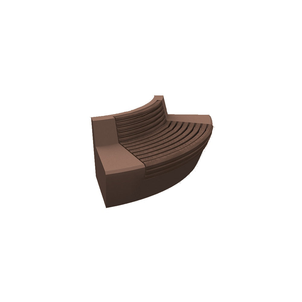 ZB.WL.32 Large Curved Concrete Bench With Seat — Weatherstone — W25 Brown — digitally rendered color preview