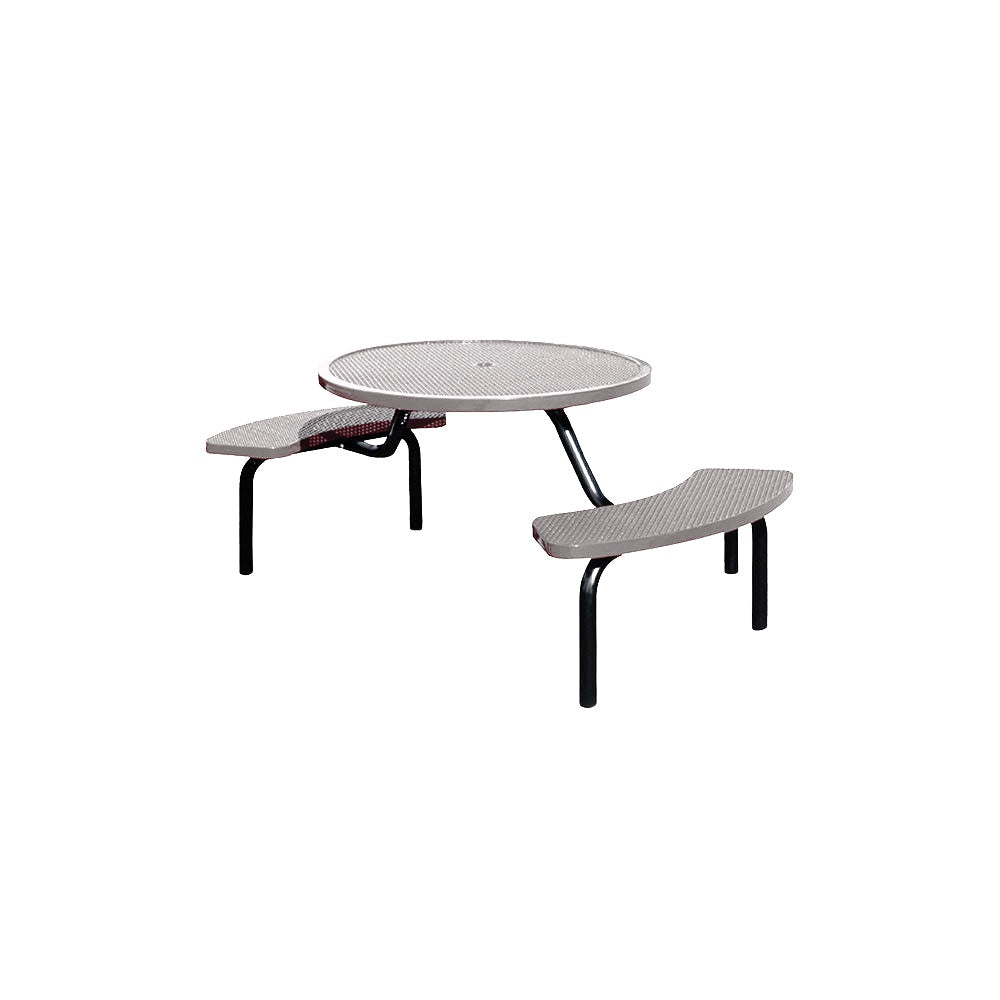 MF1025 Round Modular 2-Bench ADA Table — Metal Powder Coat — 9 White — digitally rendered color preview