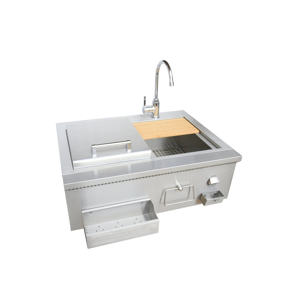 Built-In Outdoor Kitchen Refrigerator with Temp Control Soda Rack and Lights
