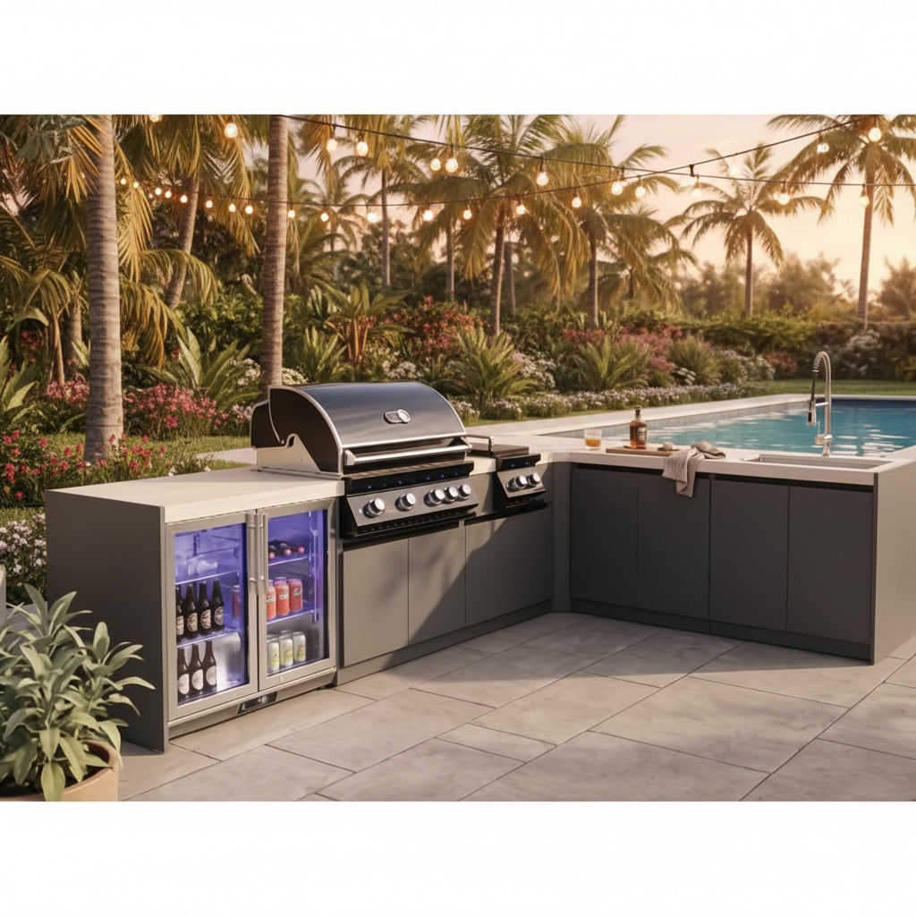 Whistler 132 x 92-Inch 4-Burner Gas Grill Island - Black Stainless Steel