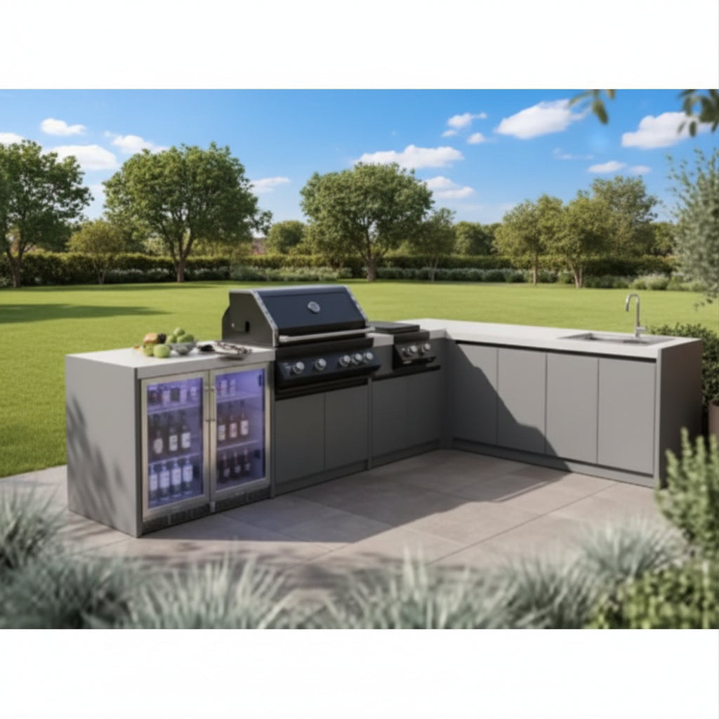 Whistler 132 x 92-Inch 4-Burner Gas Grill Island - Black Stainless Steel