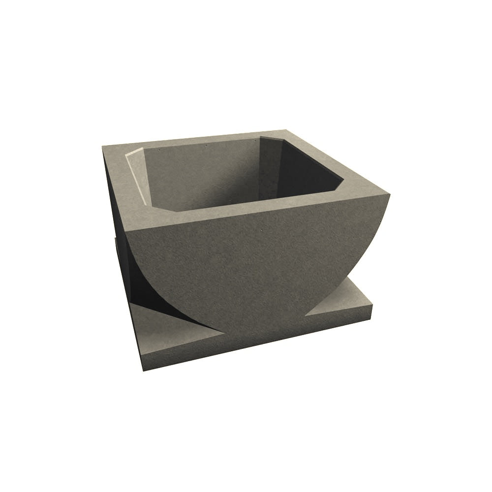 WS107 Concrete Planter with Carved Corners — Acid Wash — A20 White — digitally rendered color preview