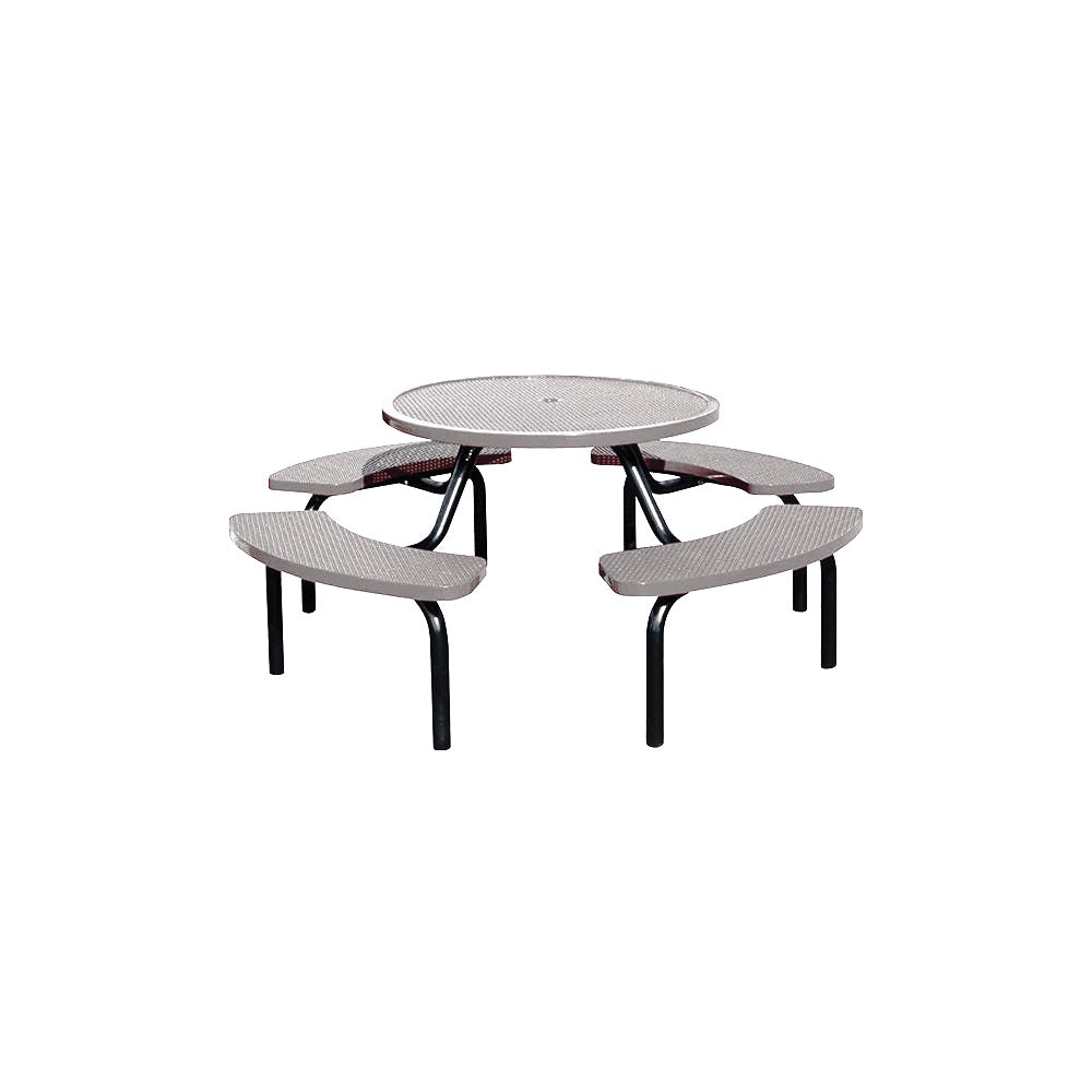 MF1023 Round Modular 4-Bench Table — Metal Powder Coat — 9 White — digitally rendered color preview