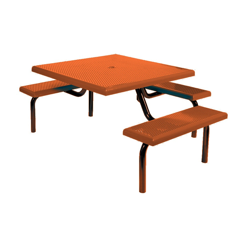MF1021 Square Modular 3-Bench ADA Table — Metal Powder Coat — S3 Orange — digitally rendered color preview