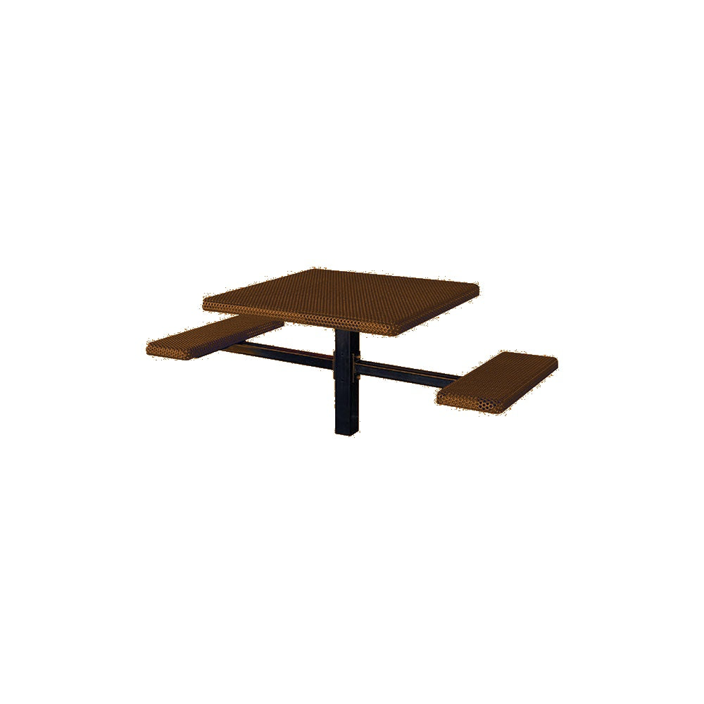 MF1062 Square 2-Bench Inground Mount ADA Compliant Table — Metal Powder Coat — S14 Clay — digitally rendered color preview