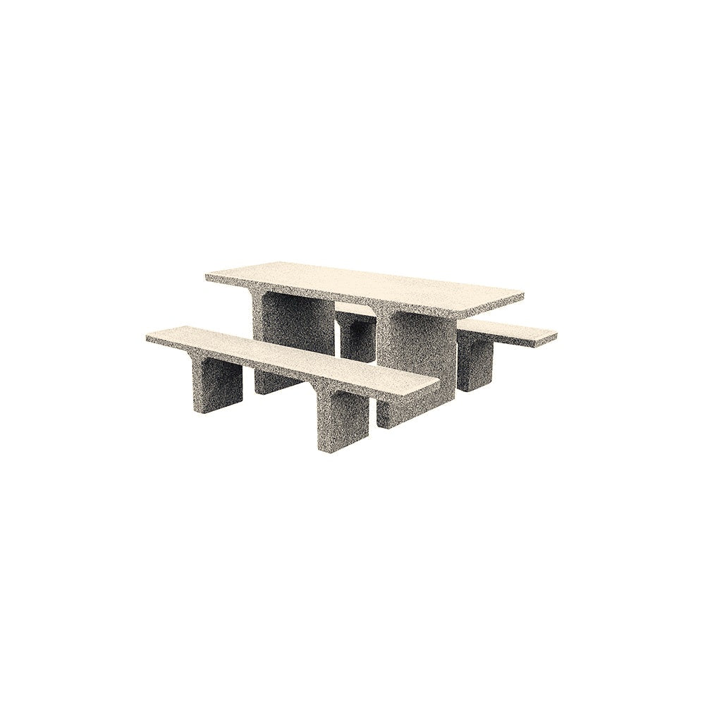 TF3225 Concrete Picnic Table Set — Premium Ground & Polished — G20 White — digitally rendered color preview