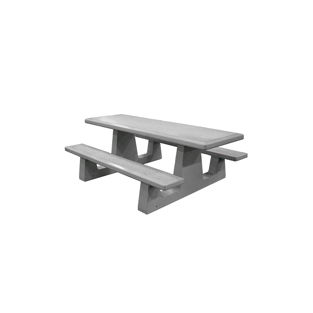 TF3212 Wheelchair Accessible Concrete Table Set — Standard Ground & Polish Top & Bench - Acid Wash Gray Legs — G33 Misty Gray — digitally rendered color preview
