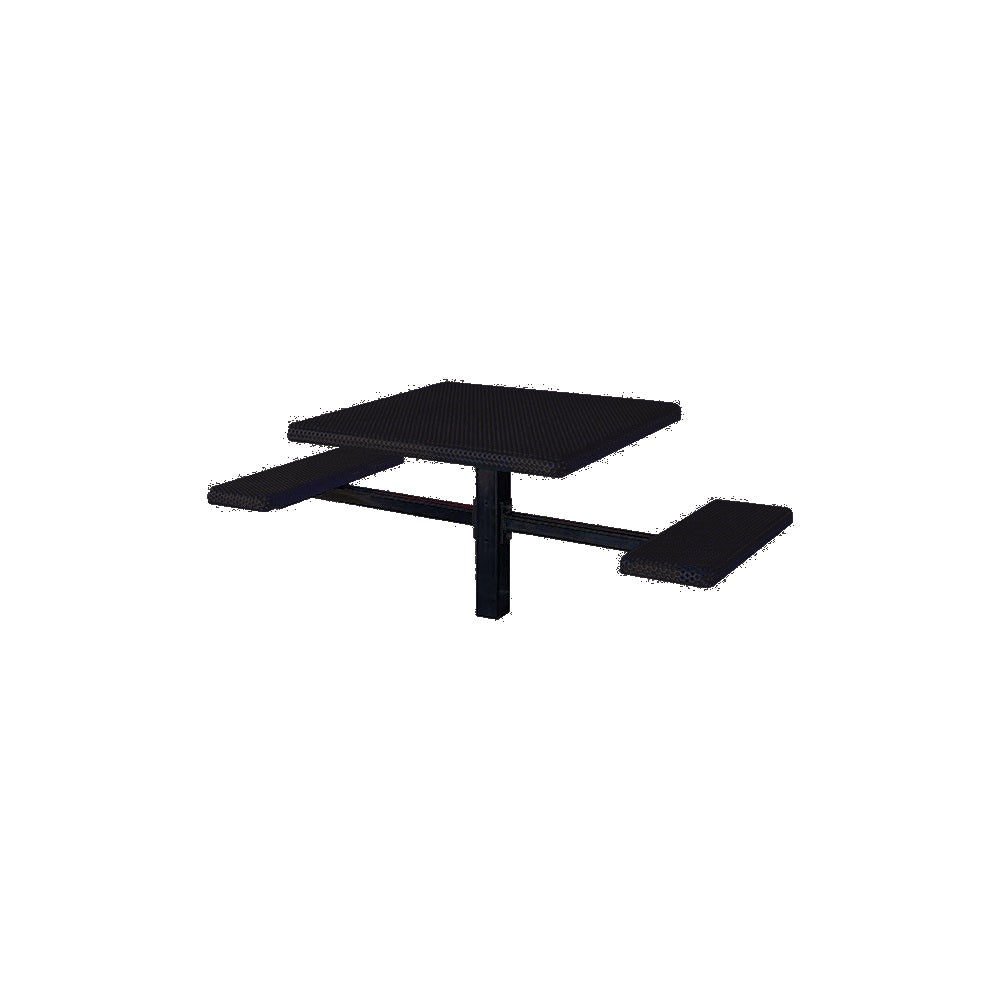 MF1062 Square 2-Bench Inground Mount ADA Compliant Table — Metal Powder Coat — 8 Black — digitally rendered color preview
