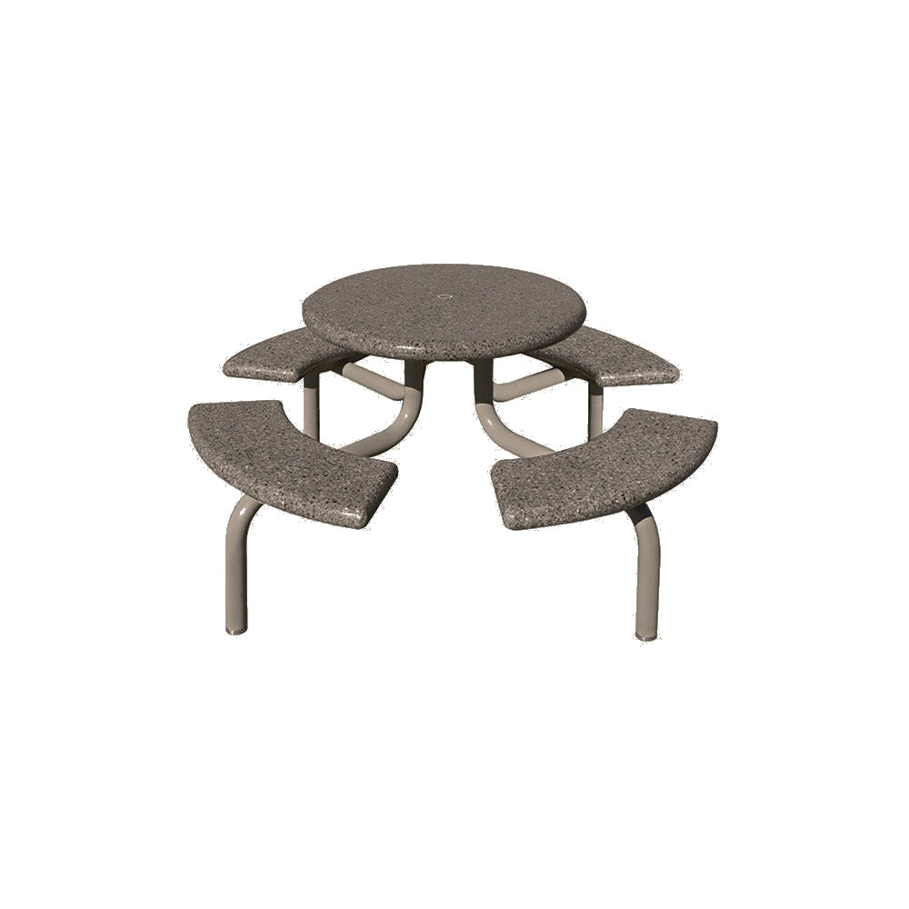 TF3138 4-Seat Round Concrete Table Set with Metal Legs — Metal Powder Coat — 84 Beige — digitally rendered color preview