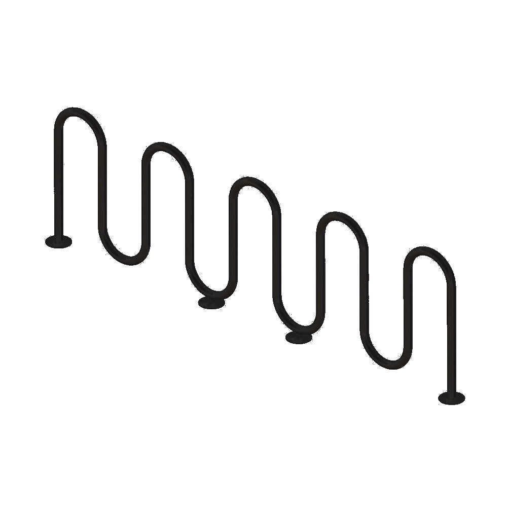 MF9010 Surface Mount 9 Loop Bike Rack — Metal Powder Coat — 8 Black — digitally rendered color preview