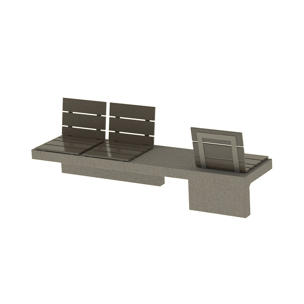 ZB.TO.01 Ville 1 Concrete Bench with Seats — Acid Wash — A20 White — digitally rendered color preview