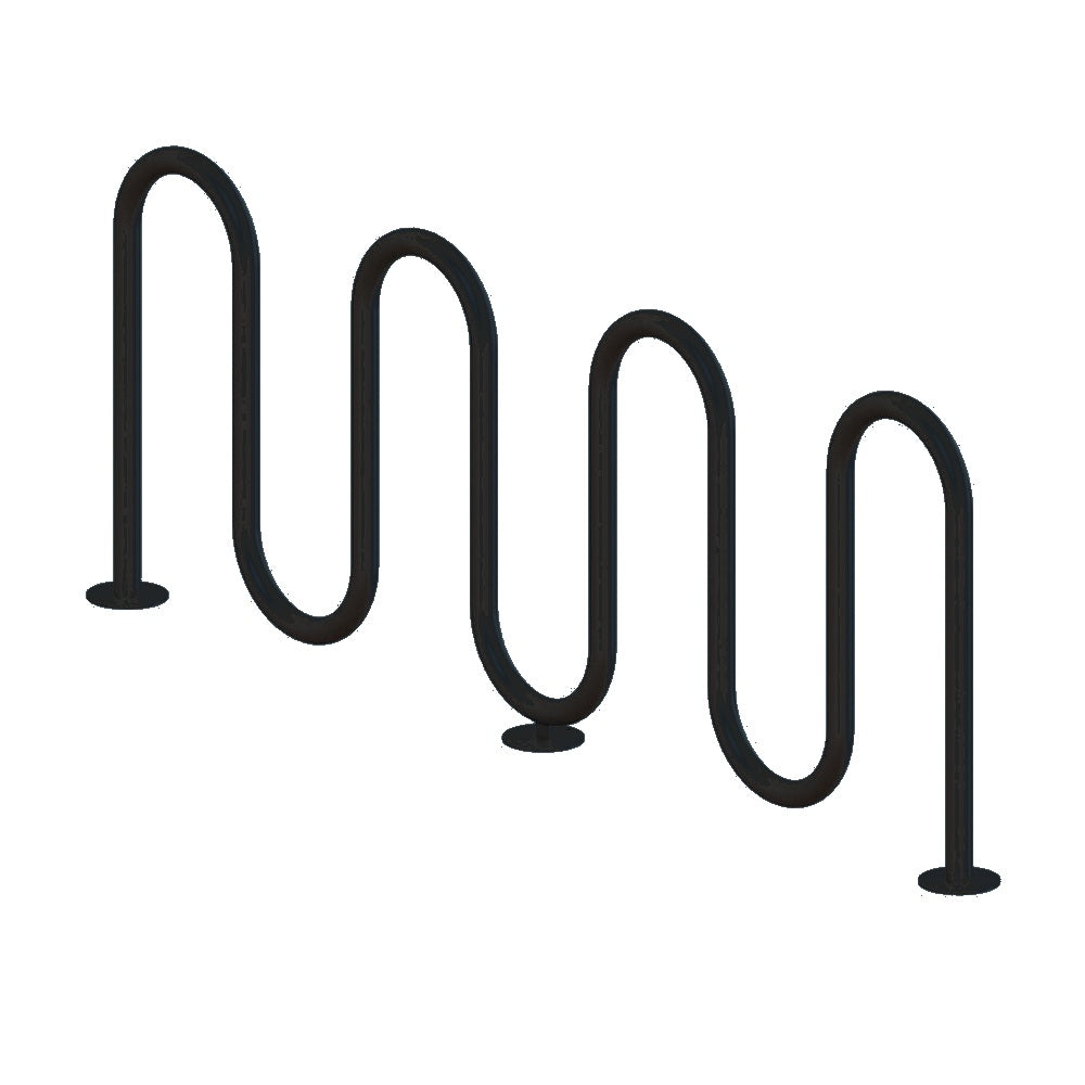 MF9011 Surface Mount 7 Loop Bike Rack — Metal Powder Coat — 126 Charcoal — digitally rendered color preview
