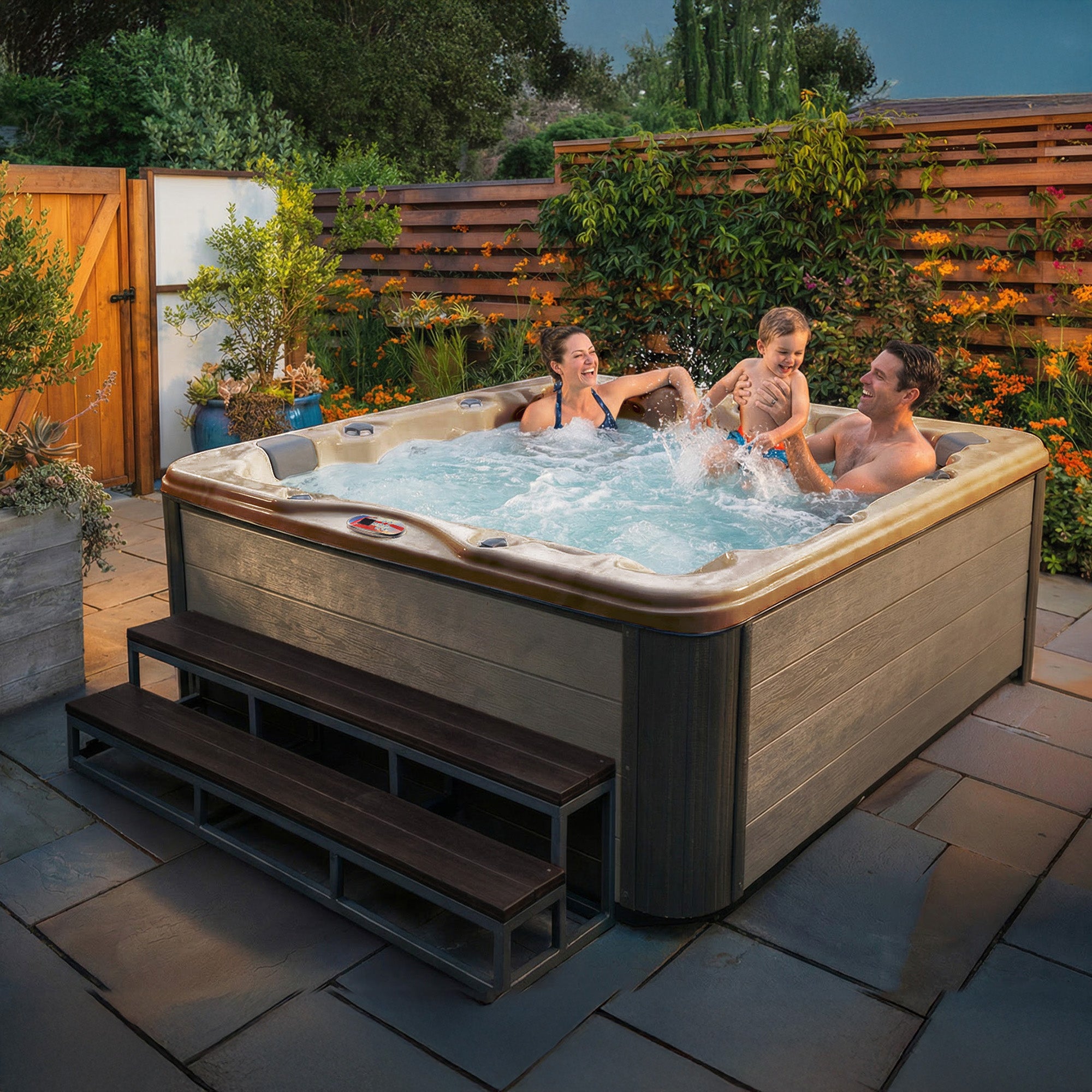 American Spas 84-Inch 6-Person 56-Jet Lounger Hot Tub Spa - AMZ756L