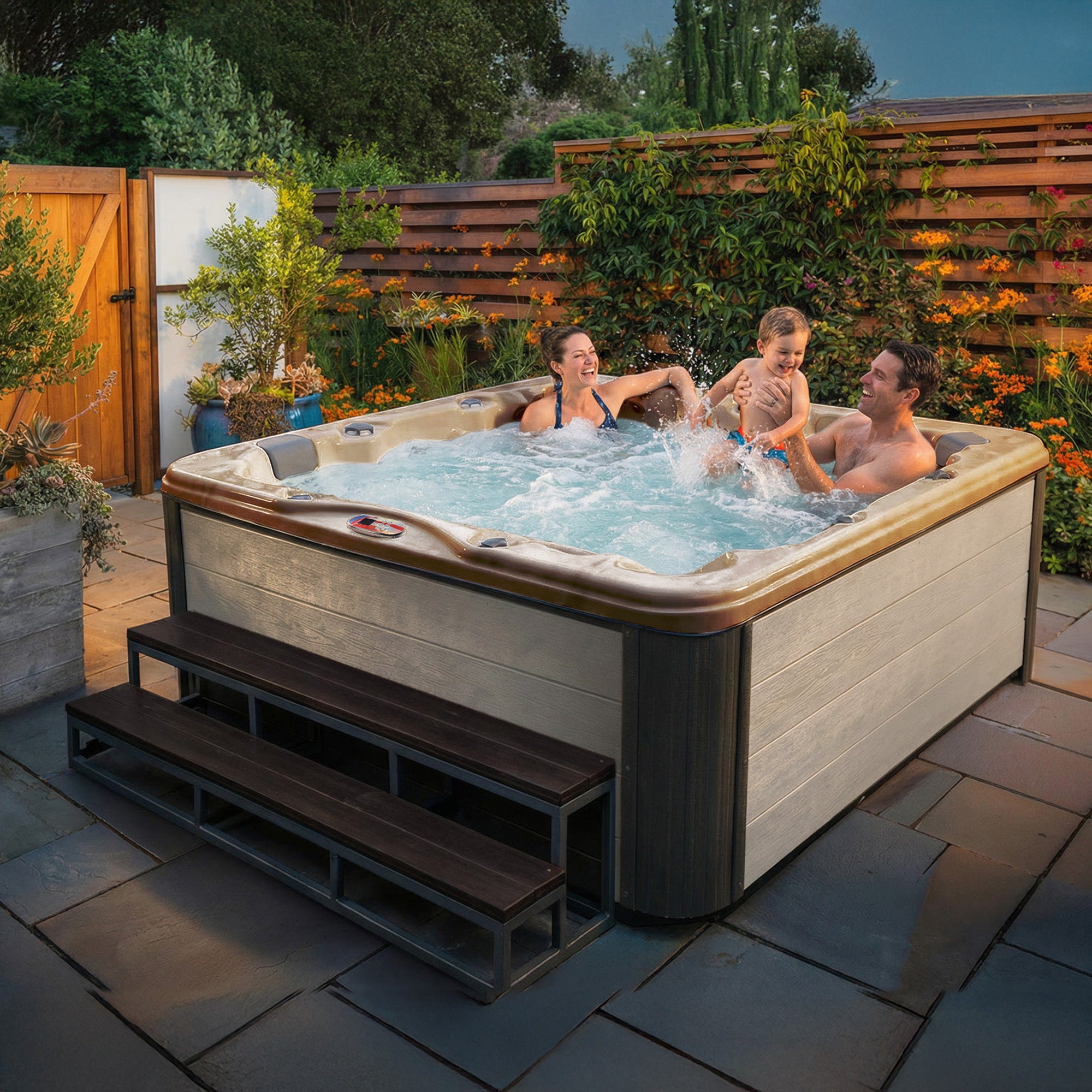 American Spas 84-Inch 6-Person 56-Jet Lounger Hot Tub Spa - AMZ756L