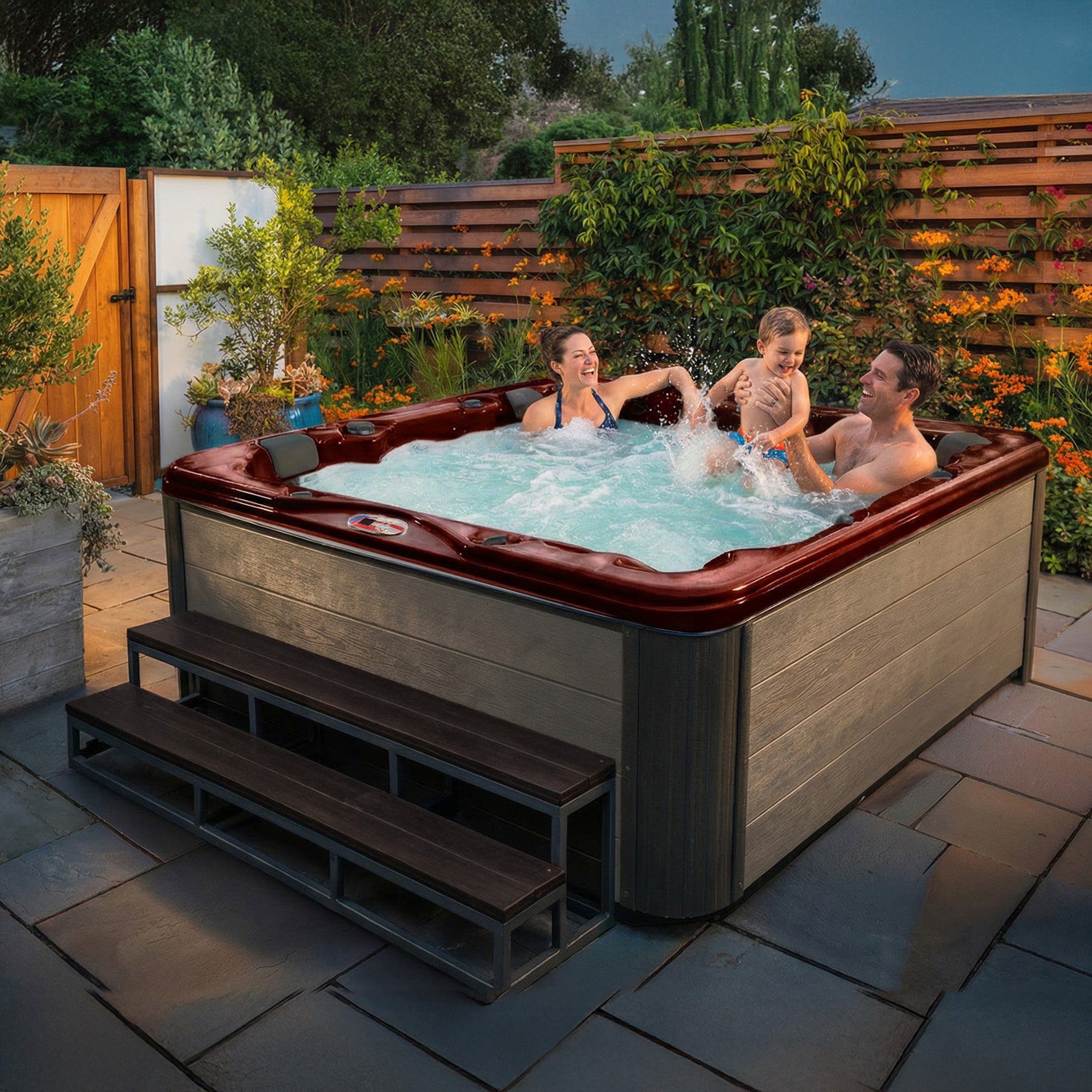 American Spas 84-Inch 6-Person 56-Jet Lounger Hot Tub Spa - AMZ756L