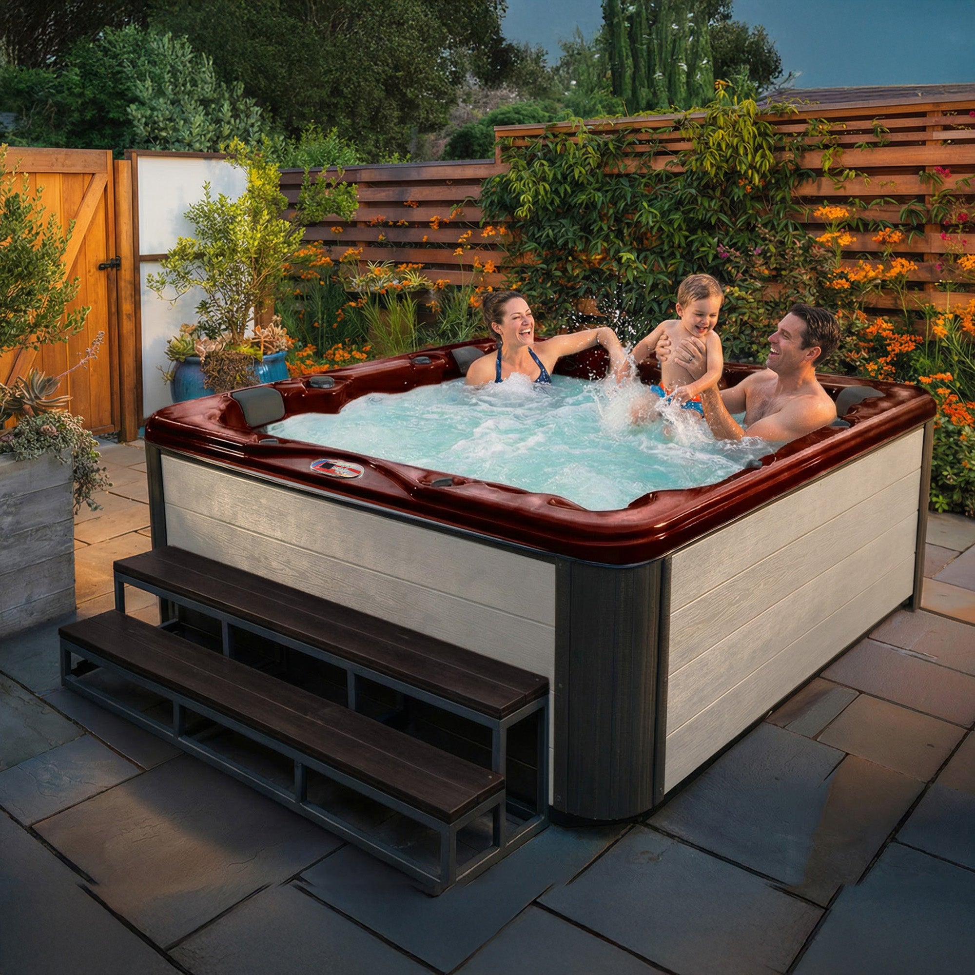 American Spas 84-Inch 6-Person 56-Jet Lounger Hot Tub Spa - AMZ756L