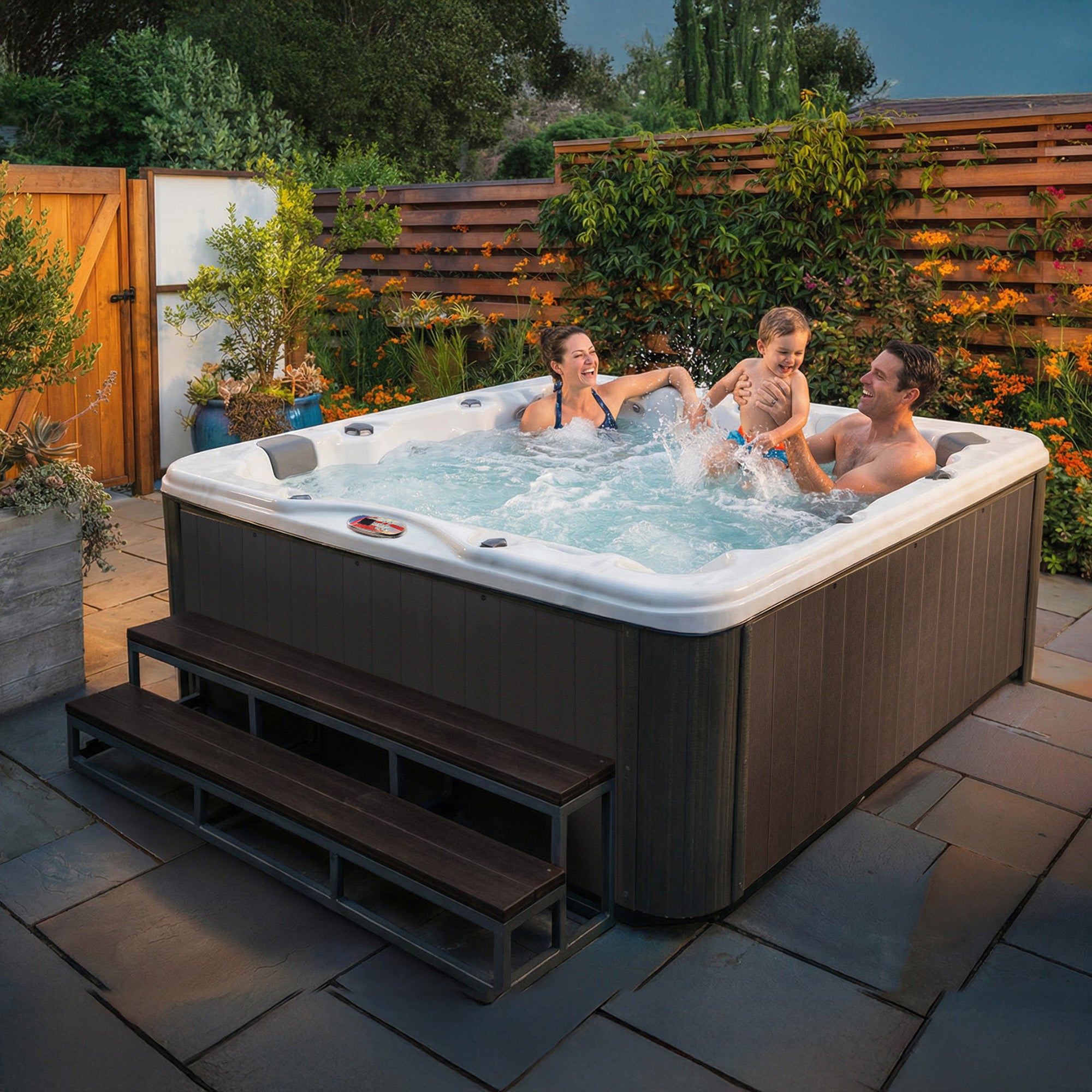 American Spas 84-Inch 6-Person 56-Jet Lounger Hot Tub Spa - AMZ756L