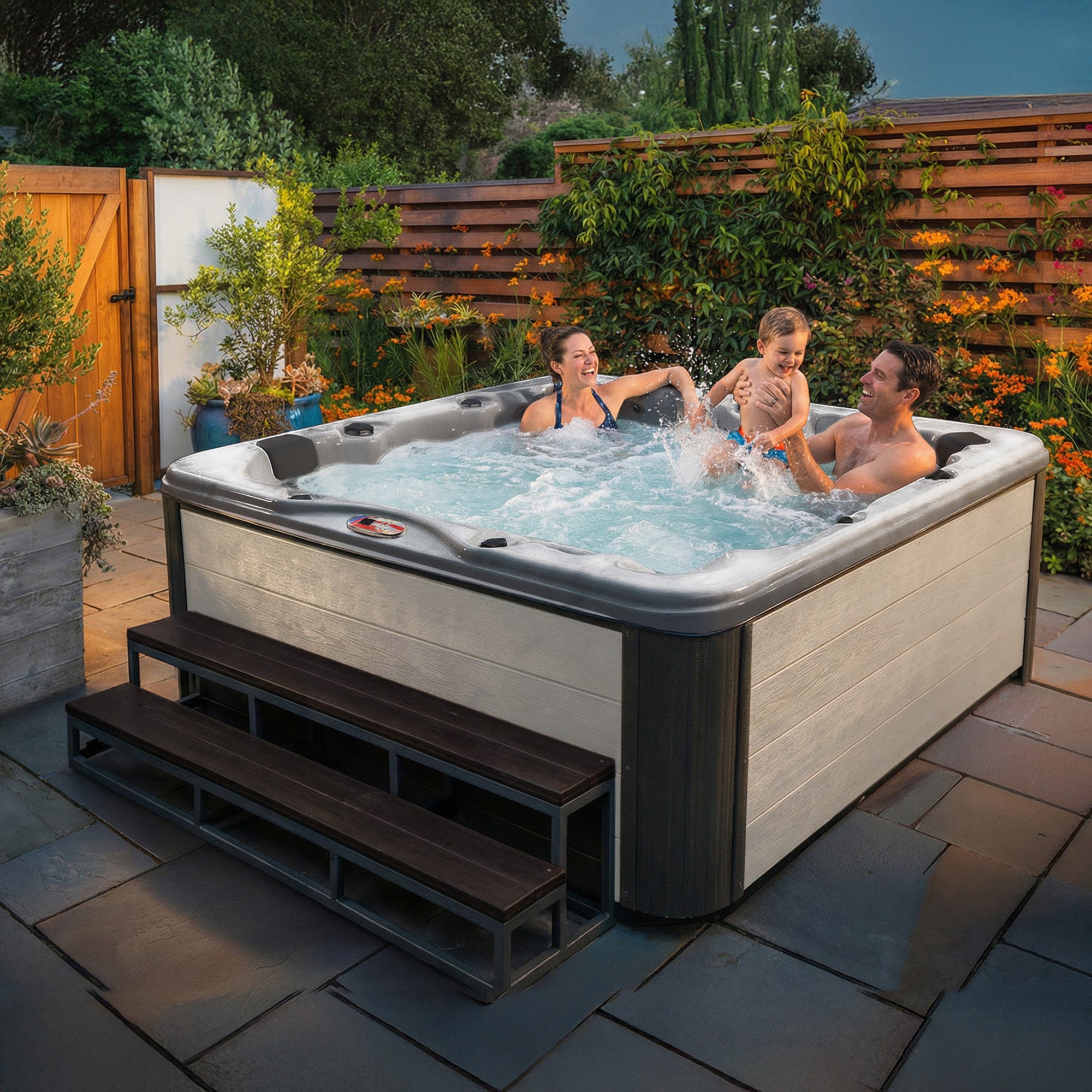 American Spas 84-Inch 6-Person 56-Jet Lounger Hot Tub Spa - AMZ756L