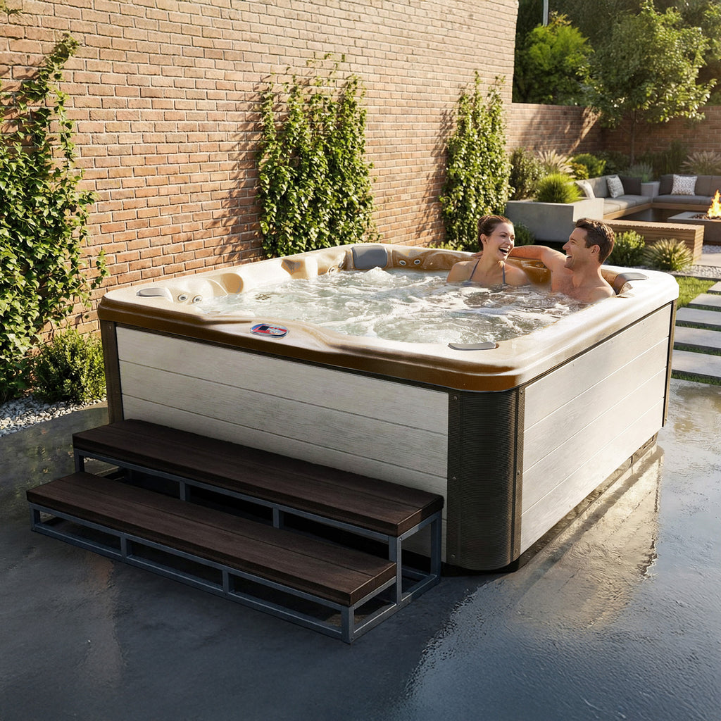 84-Inch 7-Person 56-Jet Acrylic Bench Spa Hot Tub with Sound System - AMZ756B