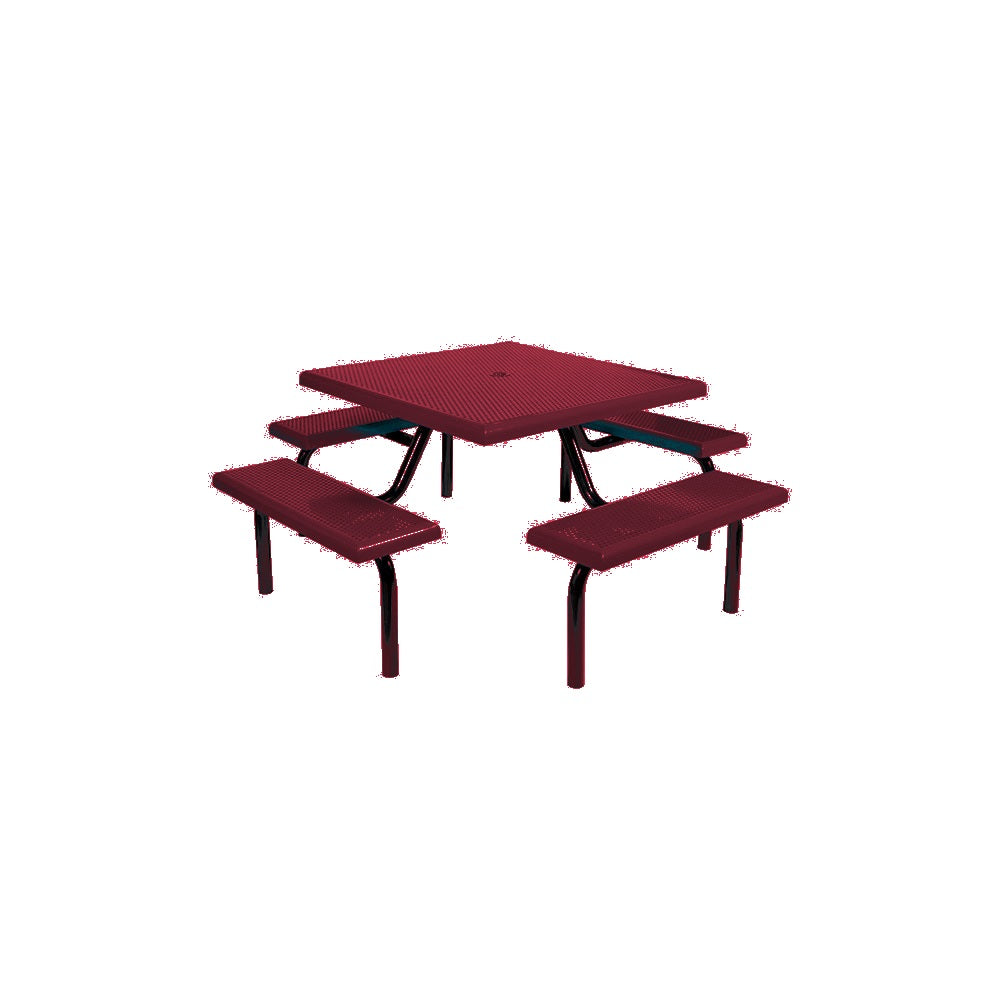 MF1020 Square Modular 4-Bench Table — Metal Powder Coat — S43 Fireweed — digitally rendered color preview