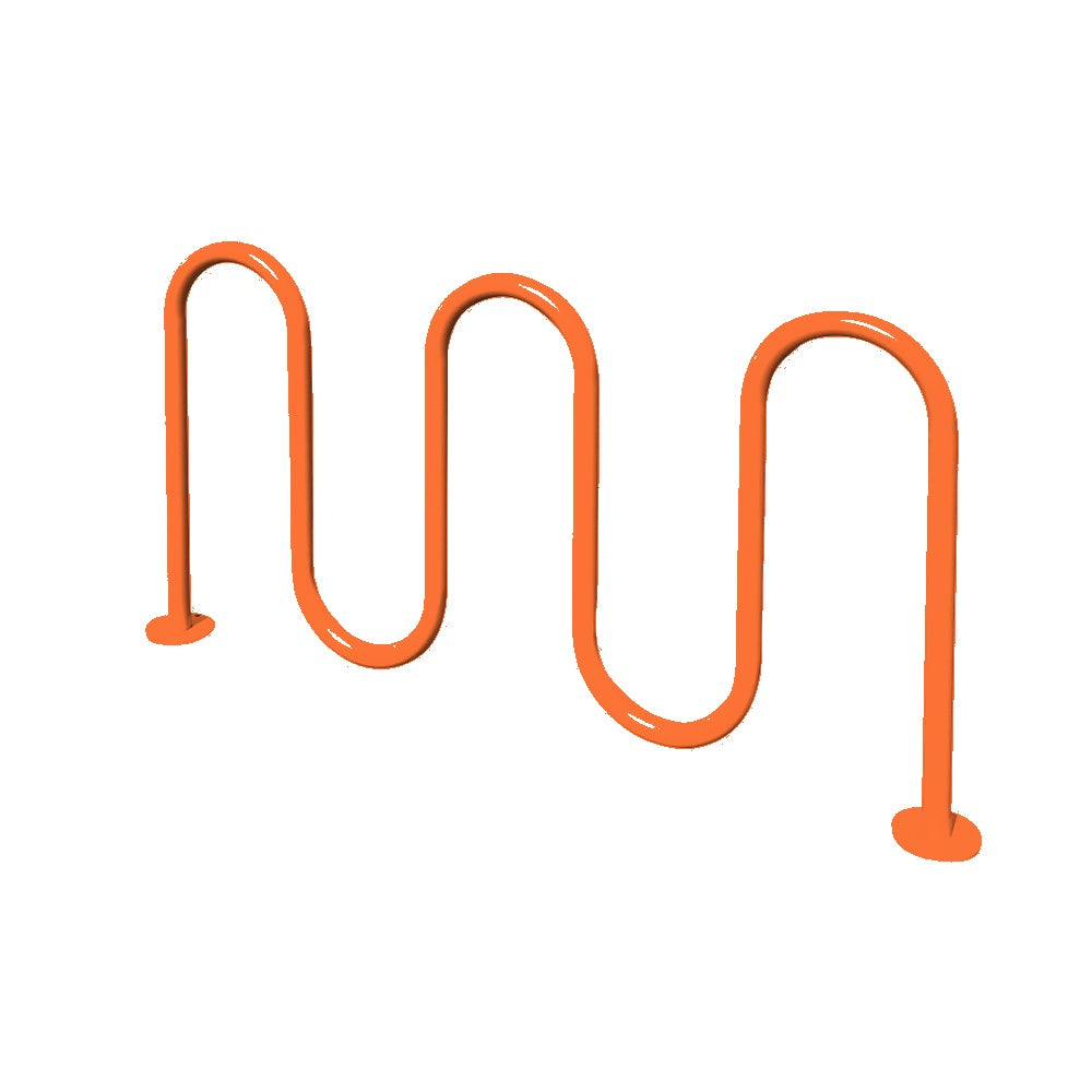 MF9009 Surface Mount 5 Loop Bike Rack — Metal Powder Coat — S3 Orange — digitally rendered color preview