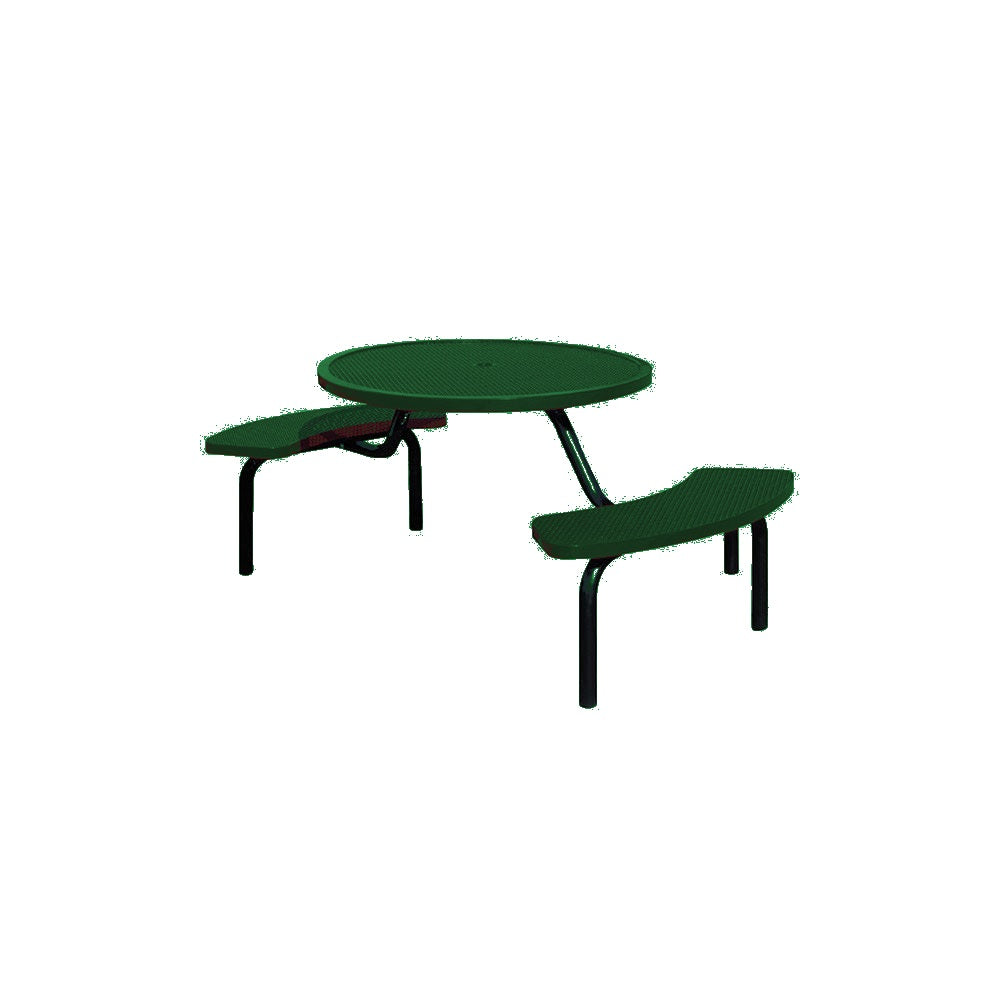 MF1025 Round Modular 2-Bench ADA Table — Metal Powder Coat — 69 Emerald — digitally rendered color preview