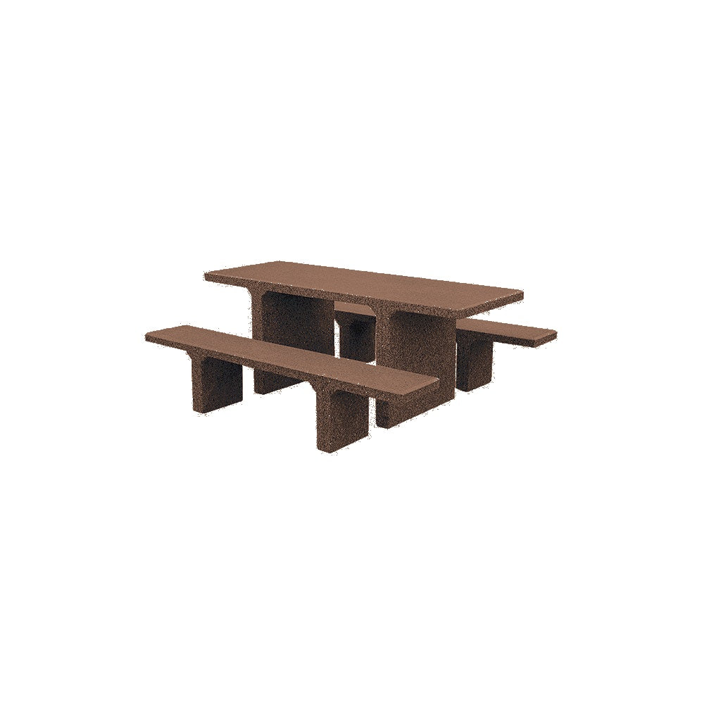 TF3225 Concrete Picnic Table Set — Premium Ground & Polished — G25 Brown — digitally rendered color preview