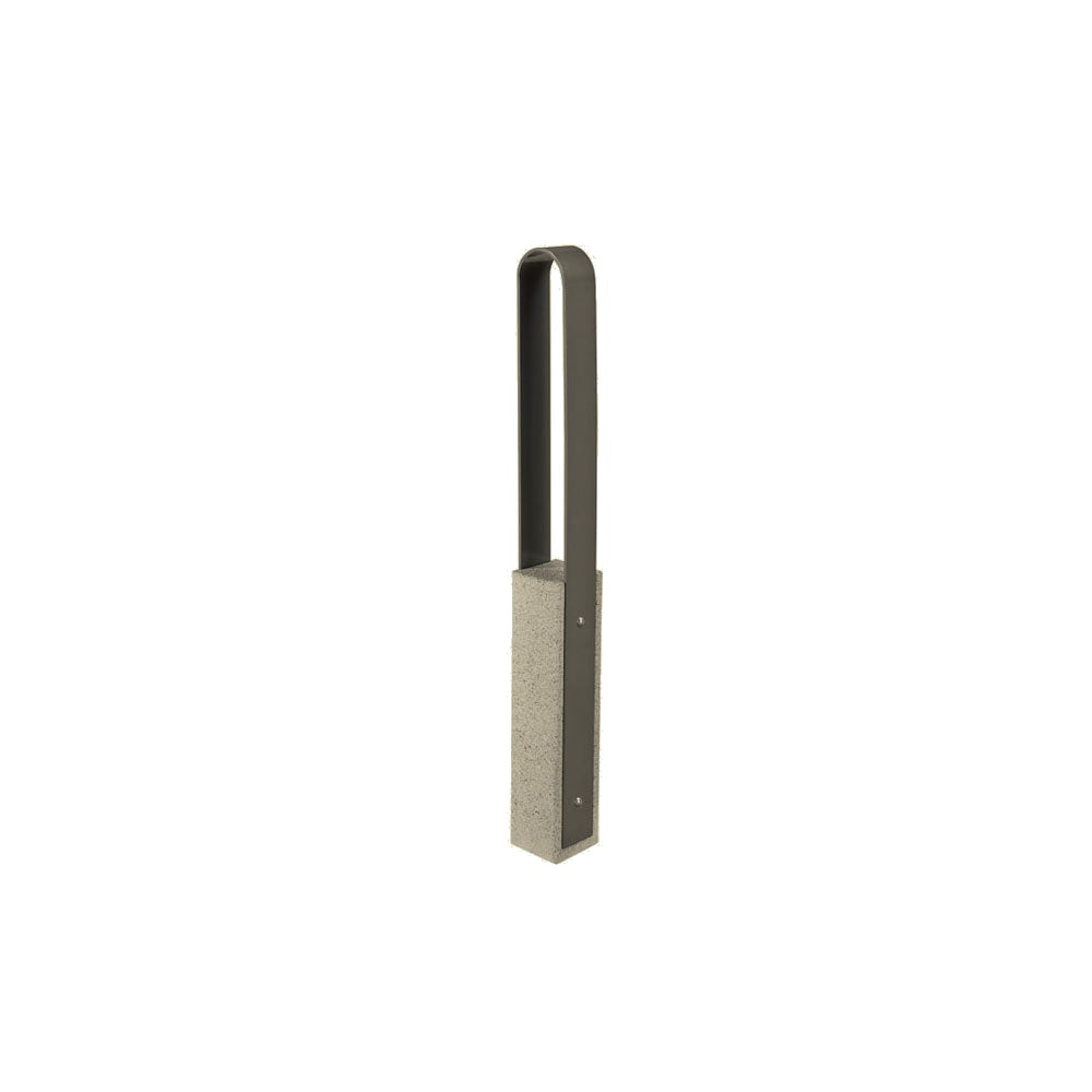 DF6515 Collaboration Vault Bike Bollard - Medium/Rounded — Weatherstone — W23 Gray — digitally rendered color preview
