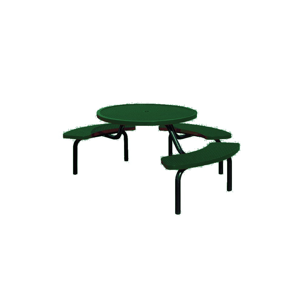 MF1024 Round Modular 3-Bench ADA Table — Metal Powder Coat — 69 Emerald — digitally rendered color preview