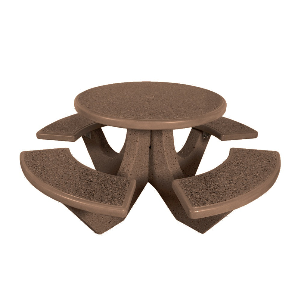 TF3125 4-Seat Round Concrete Table Set — Standard Ground & Polish Top & Bench - Acid Wash Sand Legs — G22 Sand — digitally rendered color preview