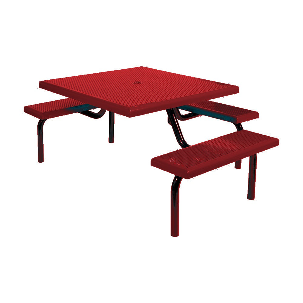 MF1021 Square Modular 3-Bench ADA Table — Metal Powder Coat — 2 Red — digitally rendered color preview