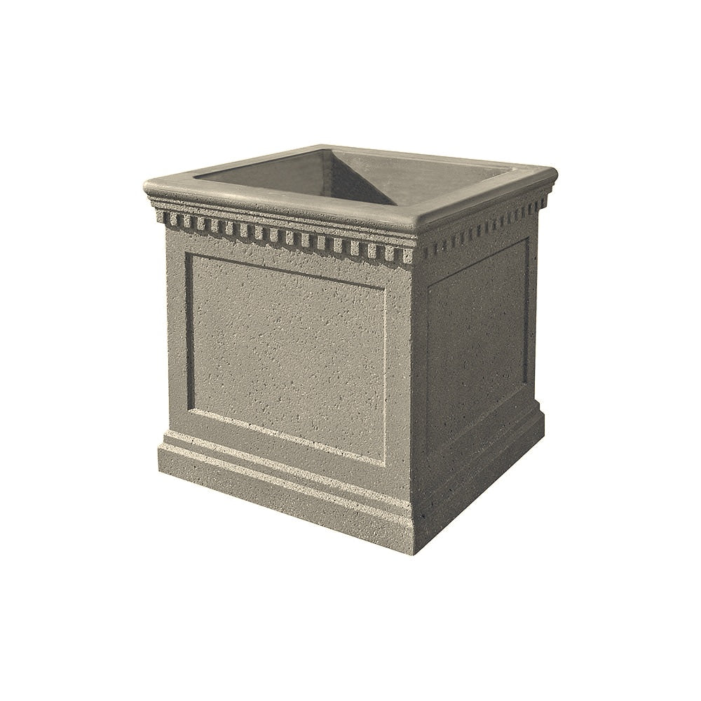 TF4242 Colonial Square Concrete Planter — Weatherstone — W20 White — digitally rendered color preview